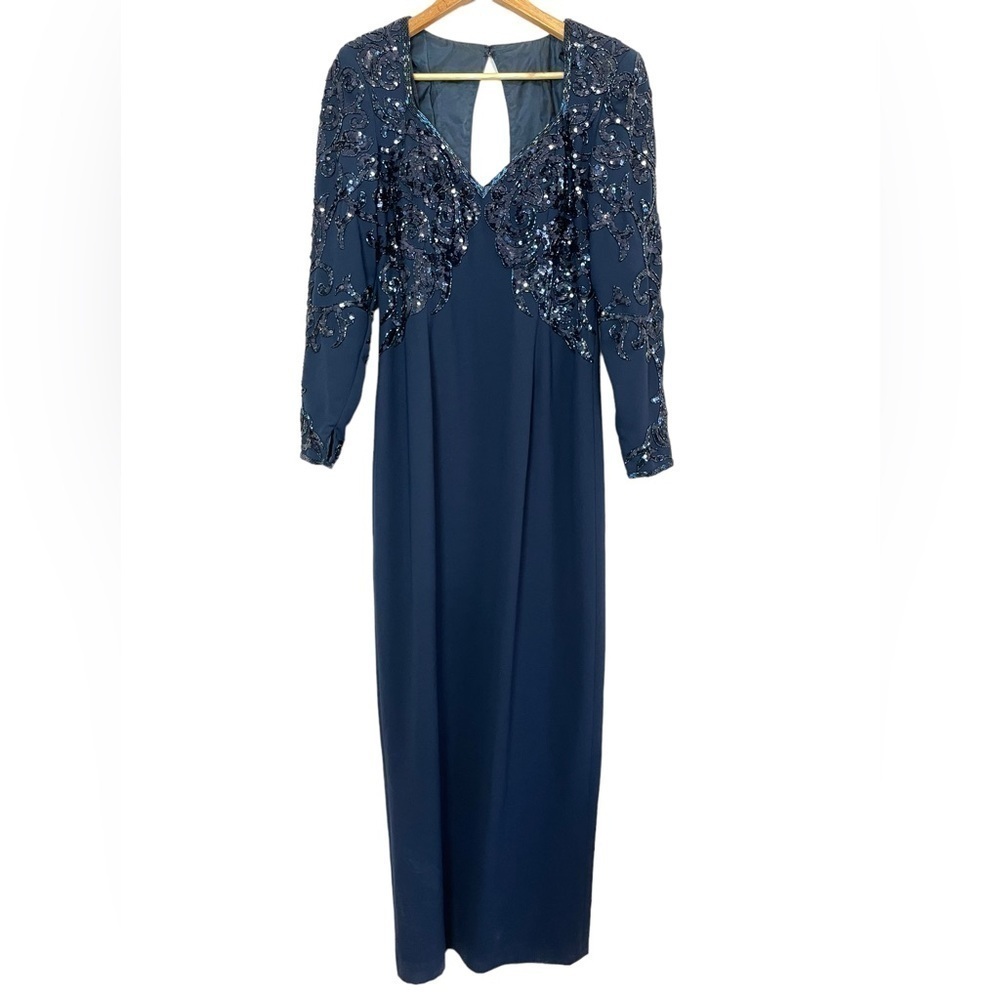 Jovani Navy Blue Sequin Prom Dress